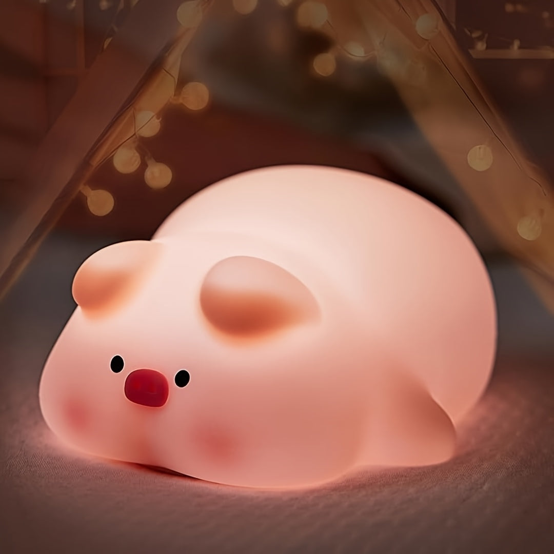 Cute Pig Night Light with Motion Sensor & USB Rechargeable - Soft Glow Bedside Lamp, Pink & White Artificial Safe Sleep Companion & Adults, Valentine's Day Gift, Bedtime Lighting, Holiday Gift Idea, Playful Design, Decorative Lamp, Highquality Material, D