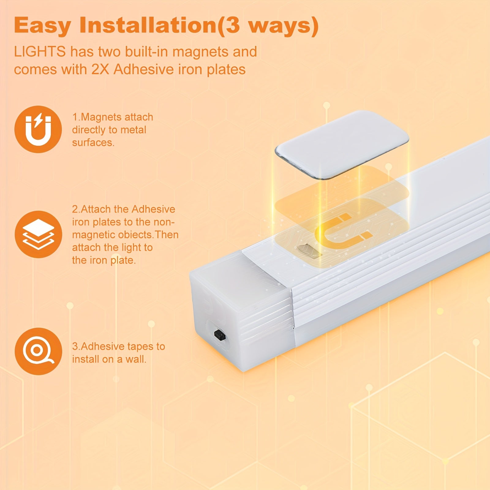 6\u002F2pcs LED Motion Sensor Light Wireless USB Rechargeable Night Lamp Room Motion Detector Light Magnetic Dimmable Under Cabinet Lamp for Kitchen, Bedroom Wardrobe Sink Cupboard Stairs Workspace