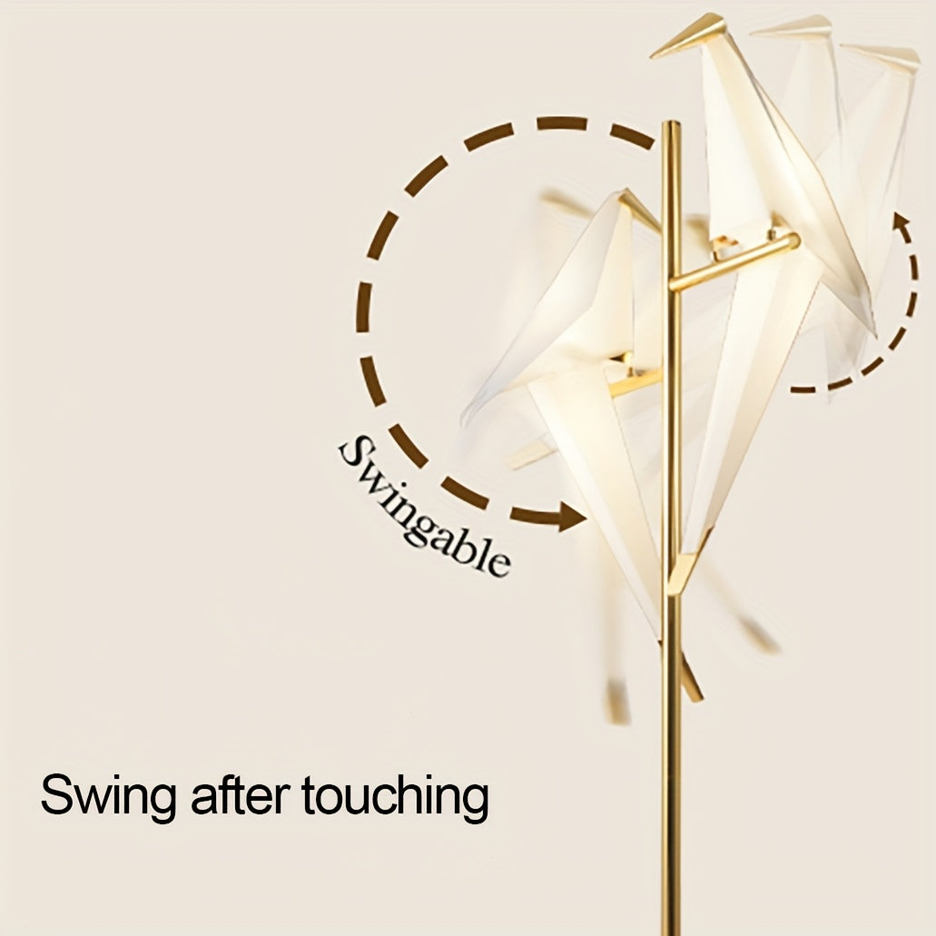 Swingable Bird Floor Lamp 69 Inch Golden Two Swingable Bird Floor Lamps | Creative Home Decor, Modern Silvery Origami Bird Standing Lamp, Reading Lamp for Living Rooms, Bedrooms, Dining Rooms & Offices, Stable Base