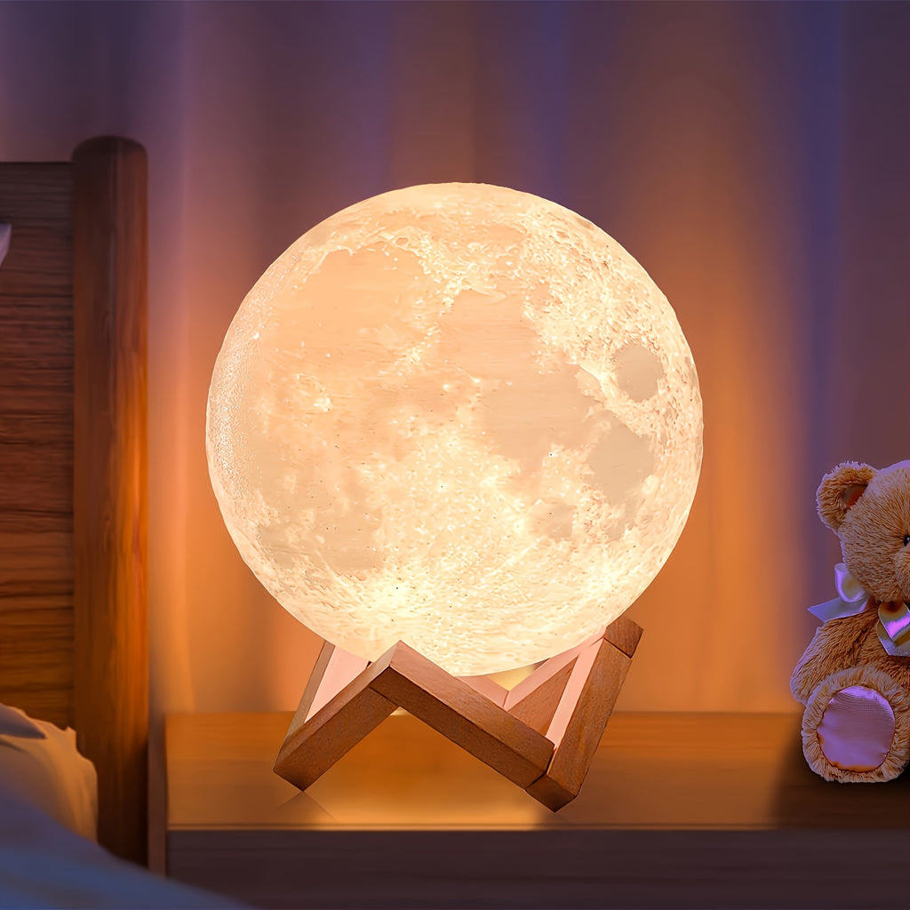 Moon Lamp 128 Colors Moon Night Light LED 3D Printed Moon Lamp 5.9 Inch Table Lamp with Stand and Remote Control USB Plug