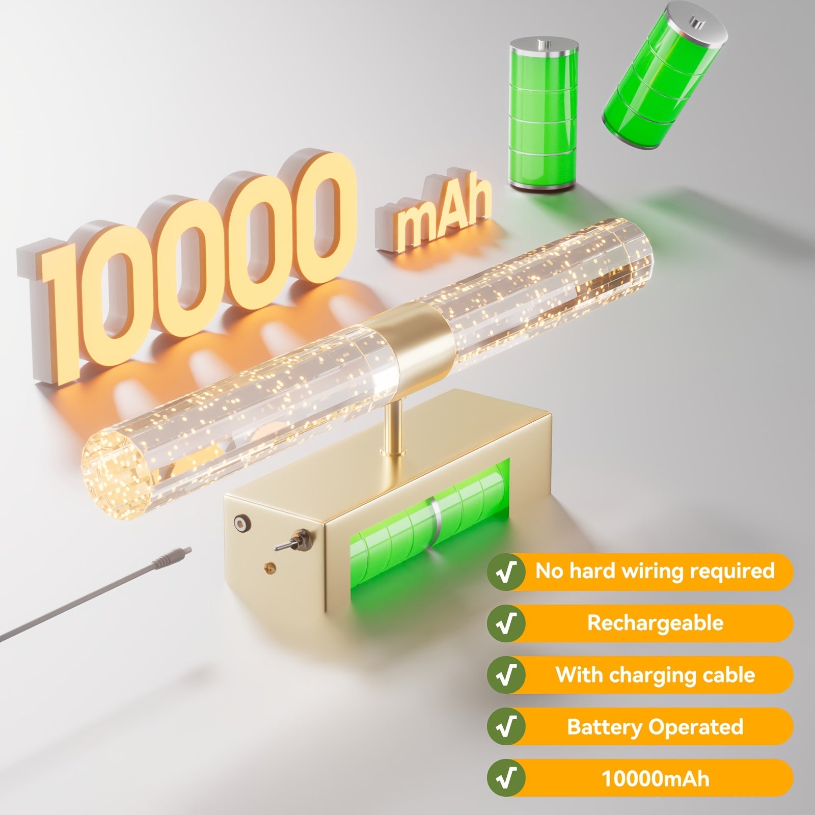 Battery Operated Wall Sconces 10000mAh Rechargeable Battery Powered Wall Lights Indoor Night LED Wall Lamp Glass Bubbles Room Decor Not Hardwired Remote Control Dimmable Wall Lamp Fixtures For Bedroom Living Room Vanity