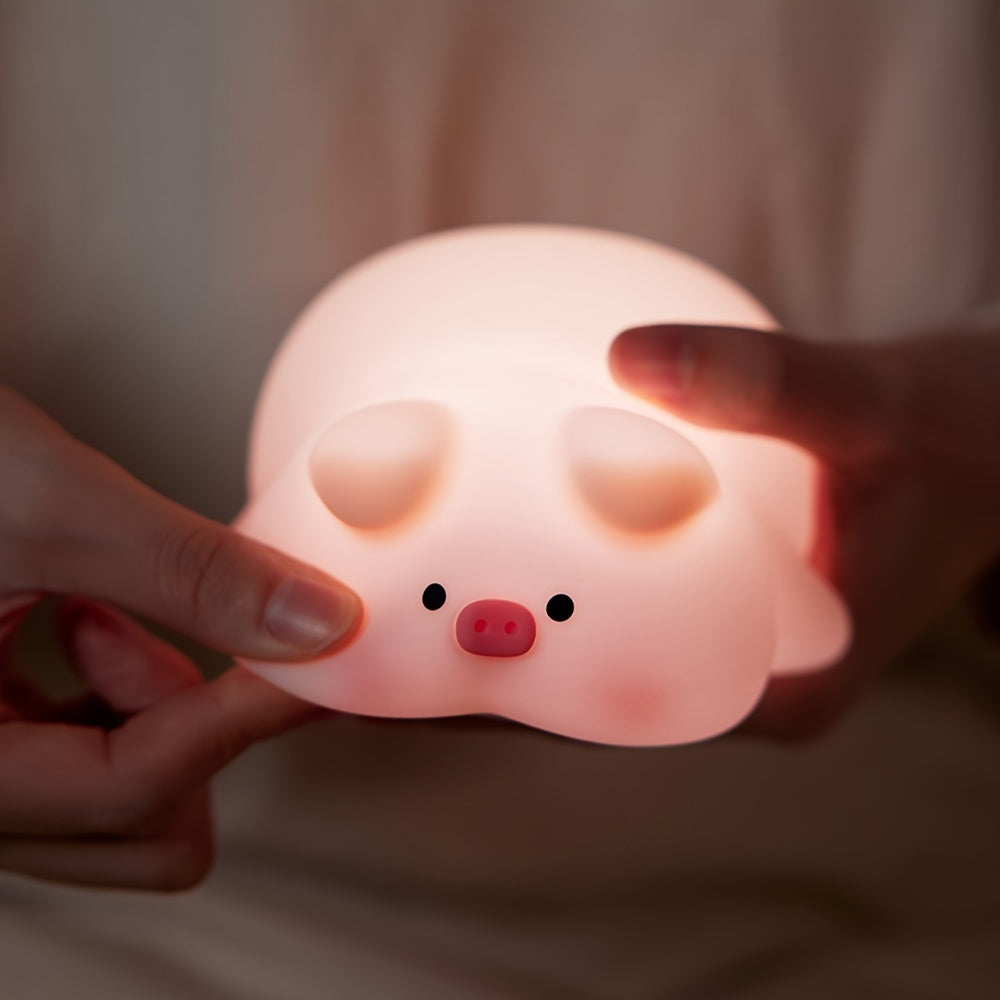 Cute Pig Night Light with Motion Sensor & USB Rechargeable - Soft Glow Bedside Lamp, Pink & White Artificial Safe Sleep Companion & Adults, Valentine's Day Gift, Bedtime Lighting, Holiday Gift Idea, Playful Design, Decorative Lamp, Highquality Material, D