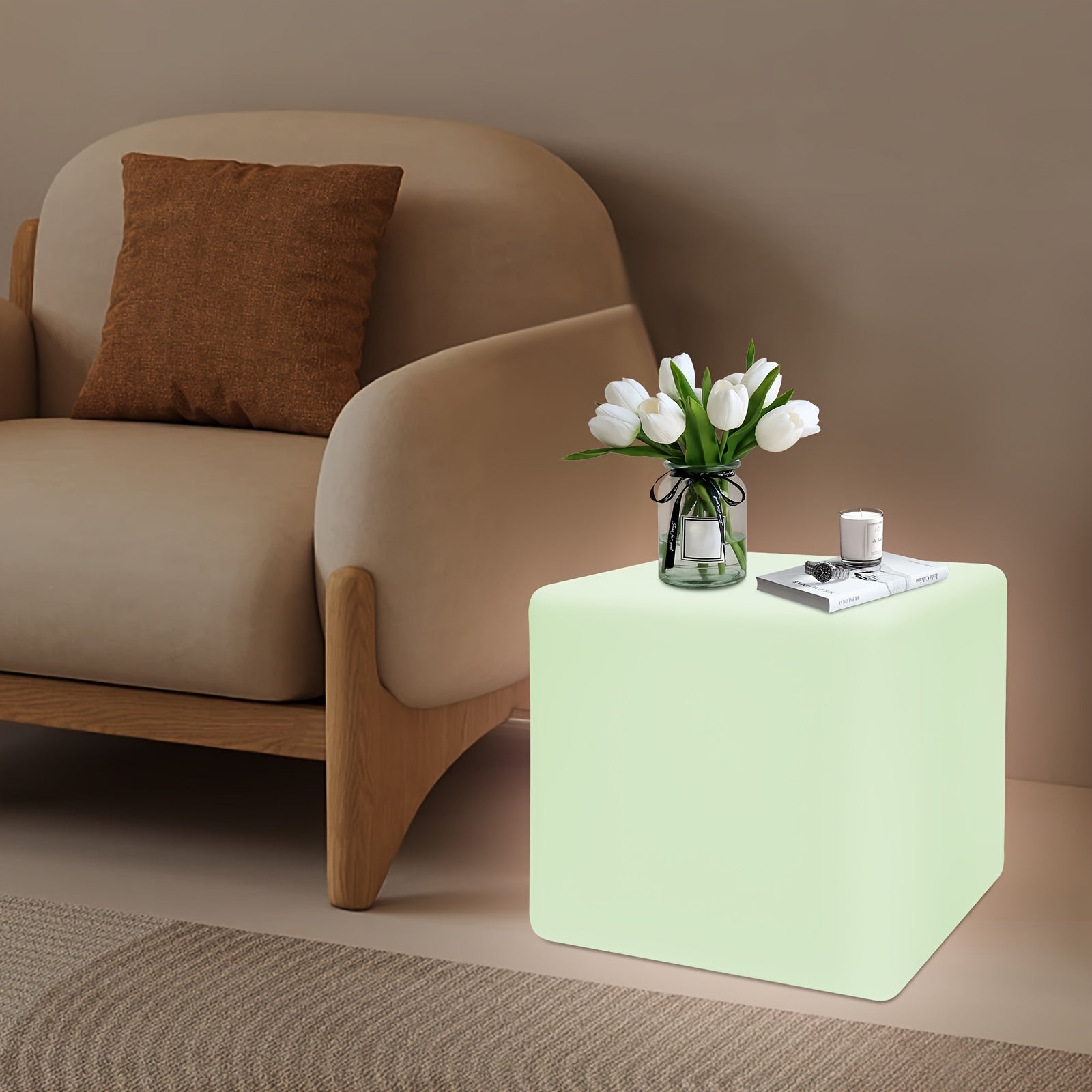 16inch LED Light Cube Stool Chair 16 RGB Colors, Party Furniture, Event Decor, Decorative Stool, Modern Lighting Furniture, Ledlit Furniture, Durable Construction, Illuminated Seat, Smart Lighting Furniture, Party Planners, Nightlife Venues