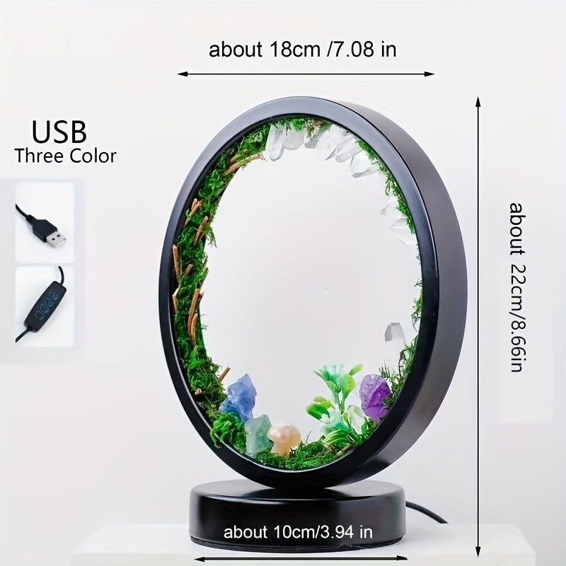 Enchanting Bohemian Crystal Mushroom Night Light - USB-Powered, Adjustable Brightness Table Lamp with Polished Natural Stones & Artificial Greenery - Ideal for Bedroom & Living Room Ambiance - Great Valentine's Day or Birthday Gift, Mushroom Decor