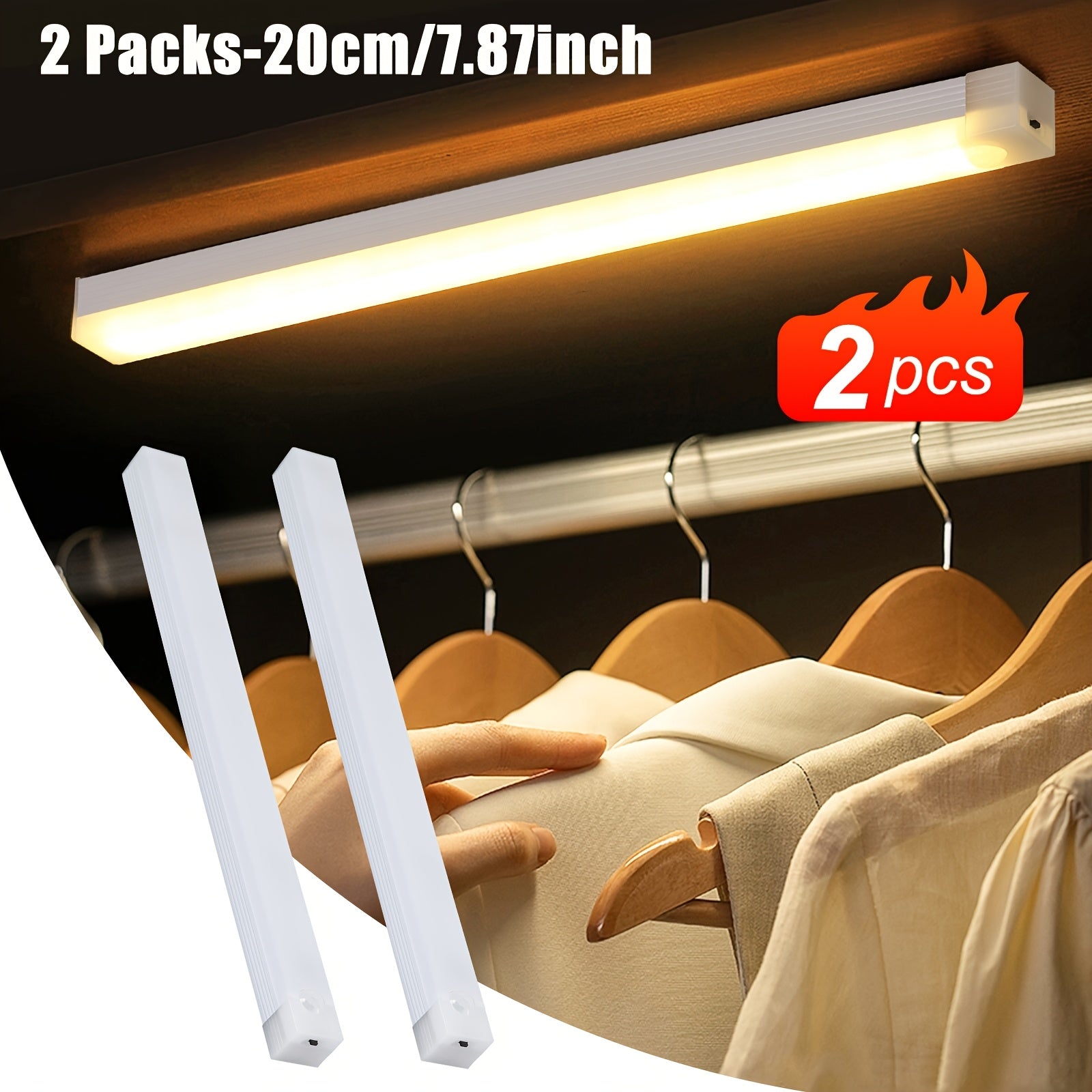 6\u002F2pcs LED Motion Sensor Light Wireless USB Rechargeable Night Lamp Room Motion Detector Light Magnetic Dimmable Under Cabinet Lamp for Kitchen, Bedroom Wardrobe Sink Cupboard Stairs Workspace