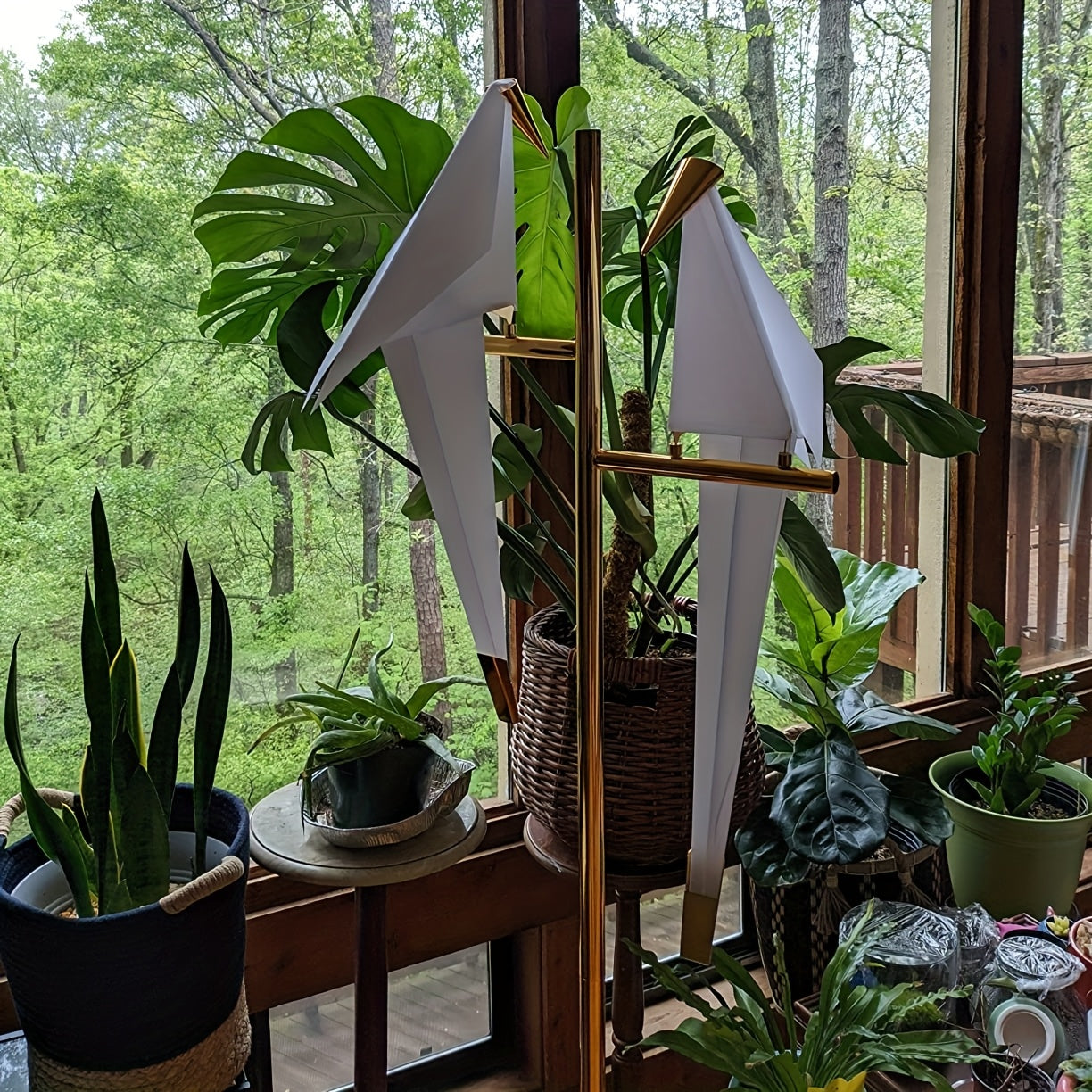 Swingable Bird Floor Lamp 69 Inch Golden Two Swingable Bird Floor Lamps | Creative Home Decor, Modern Silvery Origami Bird Standing Lamp, Reading Lamp for Living Rooms, Bedrooms, Dining Rooms & Offices, Stable Base