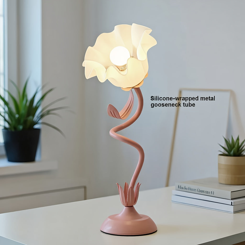Flower Shape RGB Table Lamp Remote Control, Rechargeable, Adjustable Design For Bedroom, Living Room, Desk, Mood Lighting