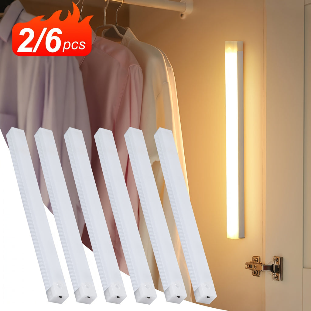 6\u002F2pcs LED Motion Sensor Light Wireless USB Rechargeable Night Lamp Room Motion Detector Light Magnetic Dimmable Under Cabinet Lamp for Kitchen, Bedroom Wardrobe Sink Cupboard Stairs Workspace