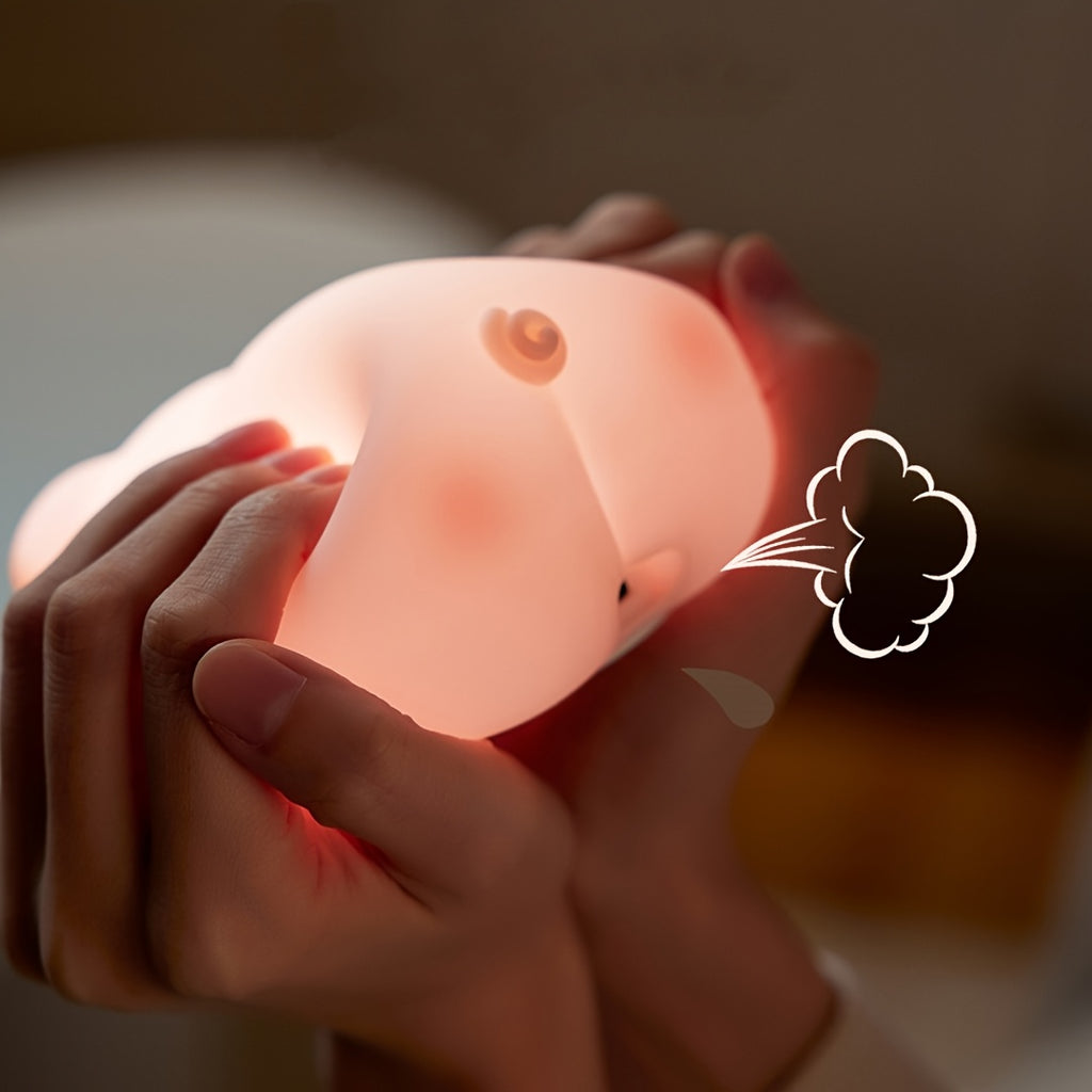 Cute Pig Night Light with Motion Sensor & USB Rechargeable - Soft Glow Bedside Lamp, Pink & White Artificial Safe Sleep Companion & Adults, Valentine's Day Gift, Bedtime Lighting, Holiday Gift Idea, Playful Design, Decorative Lamp, Highquality Material, D