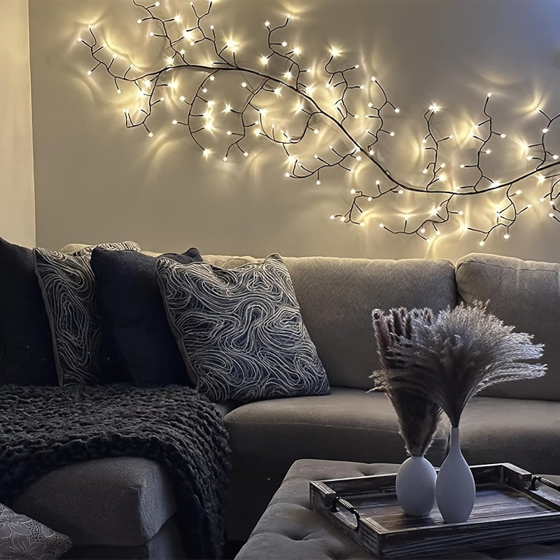 Wall Light Flexible Rattan Rattan Lamp, 96pcs LED Lamp Beads, 8 Modes Branch Lights, USB Power Supply Interior Decoration Atmosphere Light, Suitable for Bedroom, Living Room, Party, Festival, Christmas, Birthday Gifts Very Suitable As Christmas Gifts