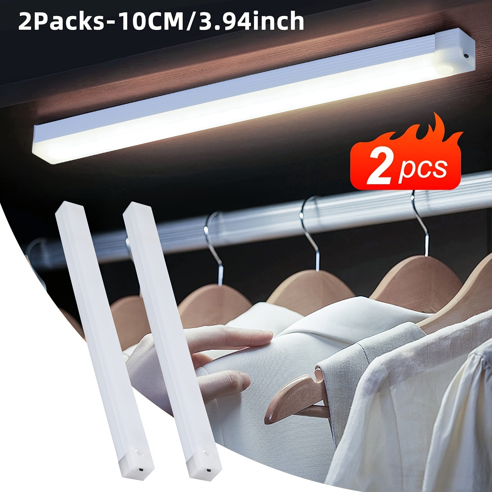 6\u002F2pcs LED Motion Sensor Light Wireless USB Rechargeable Night Lamp Room Motion Detector Light Magnetic Dimmable Under Cabinet Lamp for Kitchen, Bedroom Wardrobe Sink Cupboard Stairs Workspace