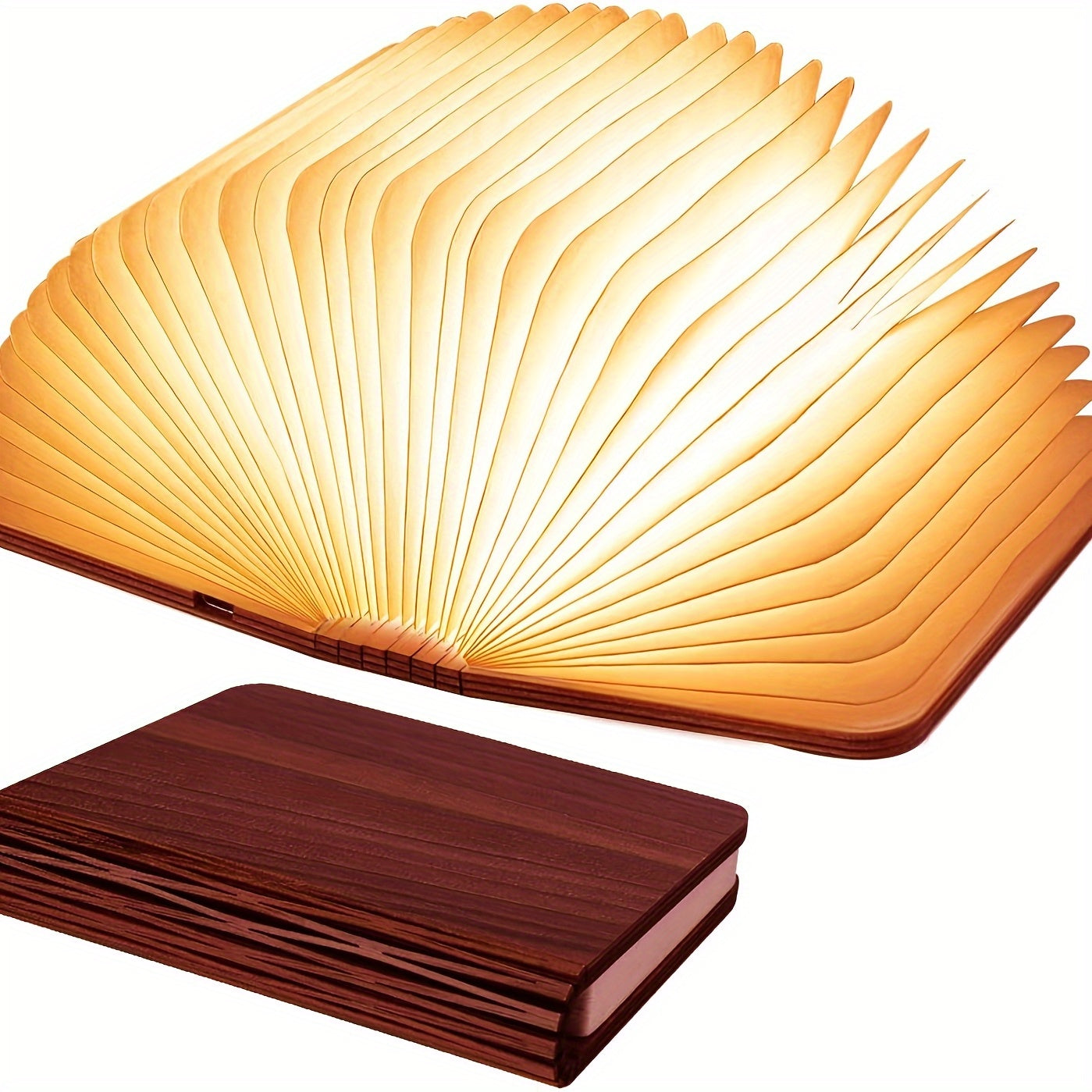 1pc Wooden Book Lamp - USB Rechargeable Folding Night Light with Magnetic Design, Adjustable Striped Desk Lamp for Bedroom & Office Decor - Perfect Creative Gift for Family and Friends, Table Lamp for Bedroom