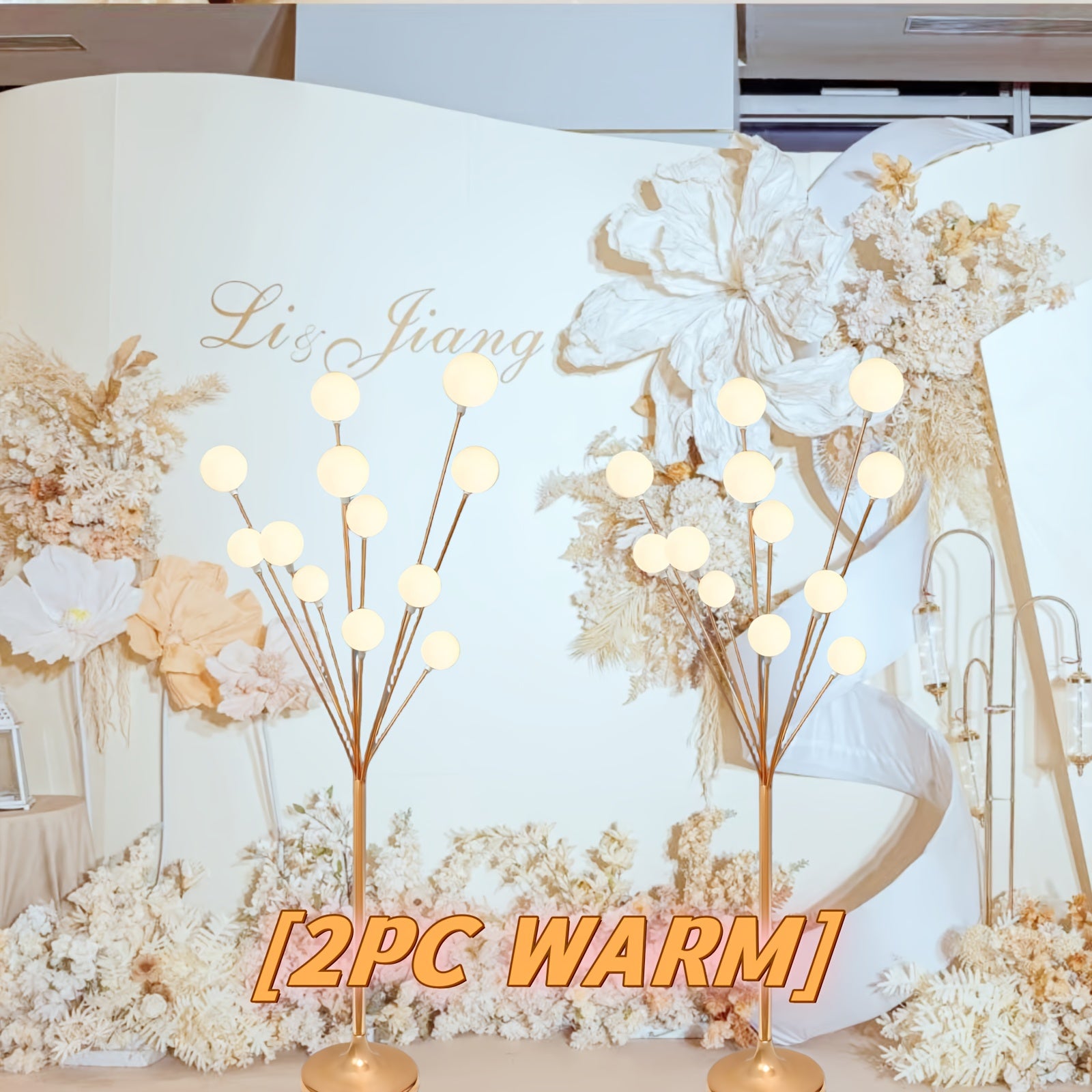 Set Of 2 150cm White\u002FWarm Tree Floor Lamps With 12 LED Heads Elegant Happiness Tree Lights For Wedding Aisles, Banquet Halls, Birthday Parties & Living Room Decor, Ambient Lighting For Events, Proposals, Christmas & Halloween Decorations