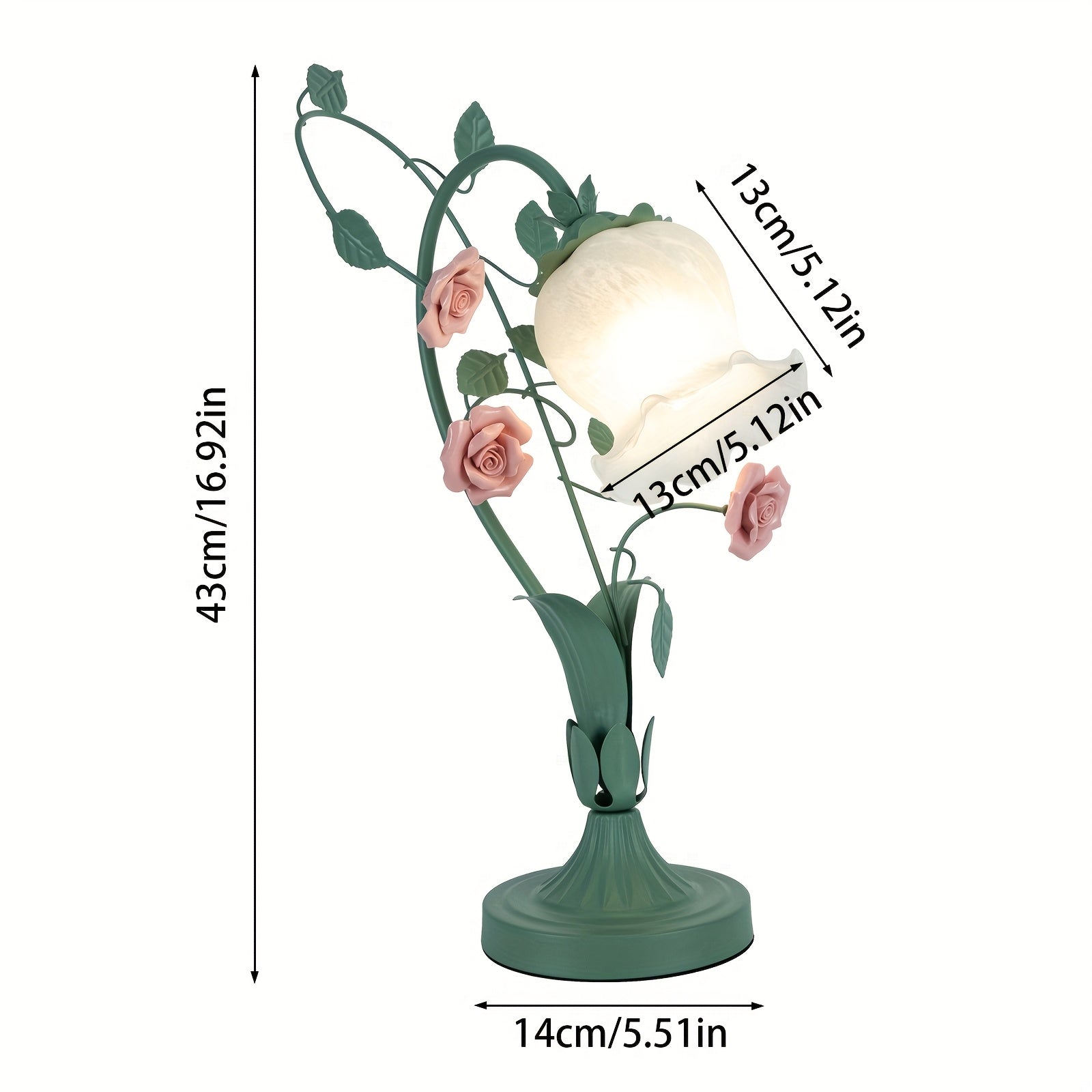 Flower Glass Table Lamp Desk Night Light Home Decor Glass Lampshade