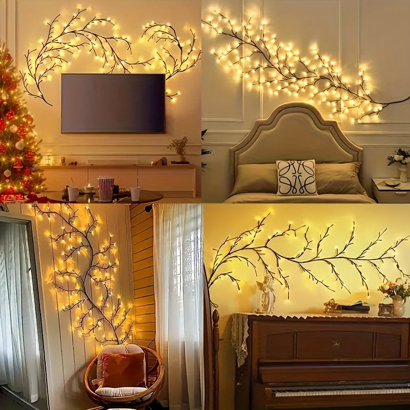 Wall Light Soft Vine Light, 96\u002F144 LED Beads, 8 Modes Branch Light, USB Powered Indoor Decoration Atmosphere Light, Suitable For Bedroom, Room, Party, Holiday, Christmas Birthday Gift Is Very Suitable As A Christmas Gift