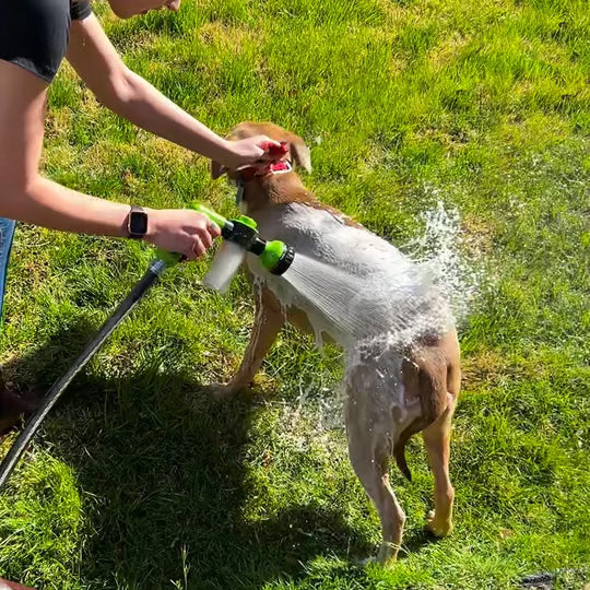 🐕 Dog Bath Sprayer with Soap Dispenser — 8-Mode Hose Attachment