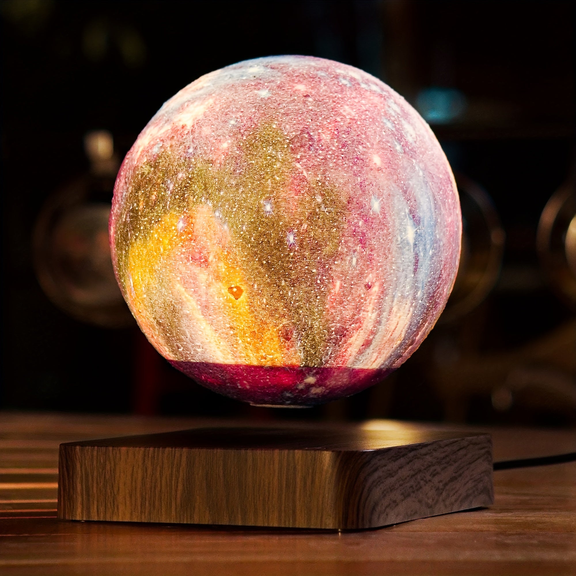 Enchanting 3D Printing Magnetic Levitation Starry Lamp With 3 LED Colors Home Office Table Decor USB Charging Floating Bedside Galaxy Night Light Factory Wholesale Price