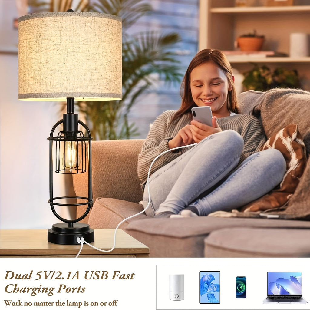 Set Of 2 Table Lamps For Living Room With USB Ports, 29\