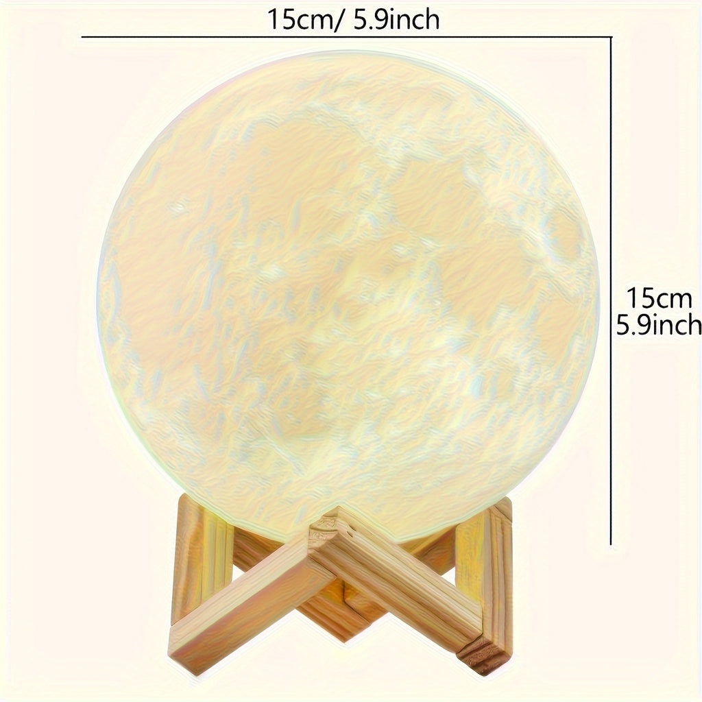 Moon Lamp 128 Colors Moon Night Light LED 3D Printed Moon Lamp 5.9 Inch Table Lamp with Stand and Remote Control USB Plug