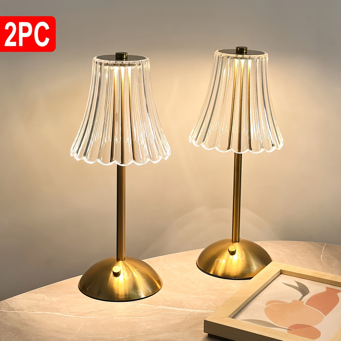 2\u002F1pc Vintage Crystal LED Table Lamp With 3-Color Adjustable Lighting, USB Rechargeable - Perfect For Bedroom Ambiance, Living Room, Office, Study, Reading, And Relaxation, Night Light