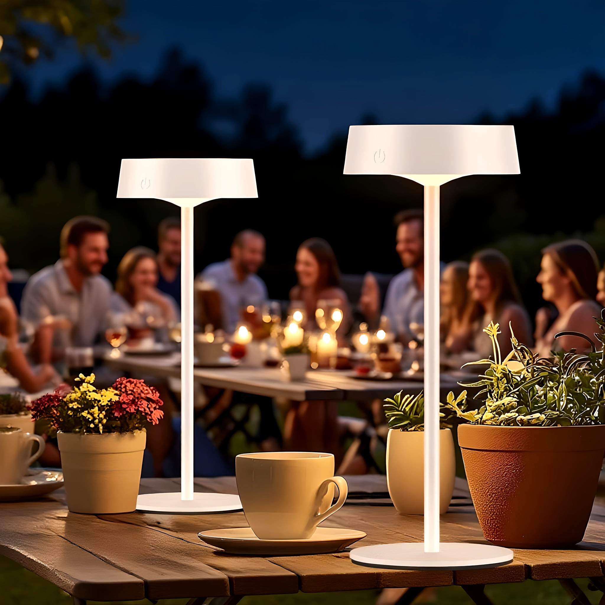2 Pack\u002F1 Pack Cordless LED Table Lamp, USB Rechargeable + Solar Powered Outdoor Lamps for Patio Table, IP65 Waterproof, 3 Colors, Dimmable, 4000mAh Battery, Touch Control, Portable Night Light for Bedroom, Restaurant, Bars, Power Outages, Hurricane