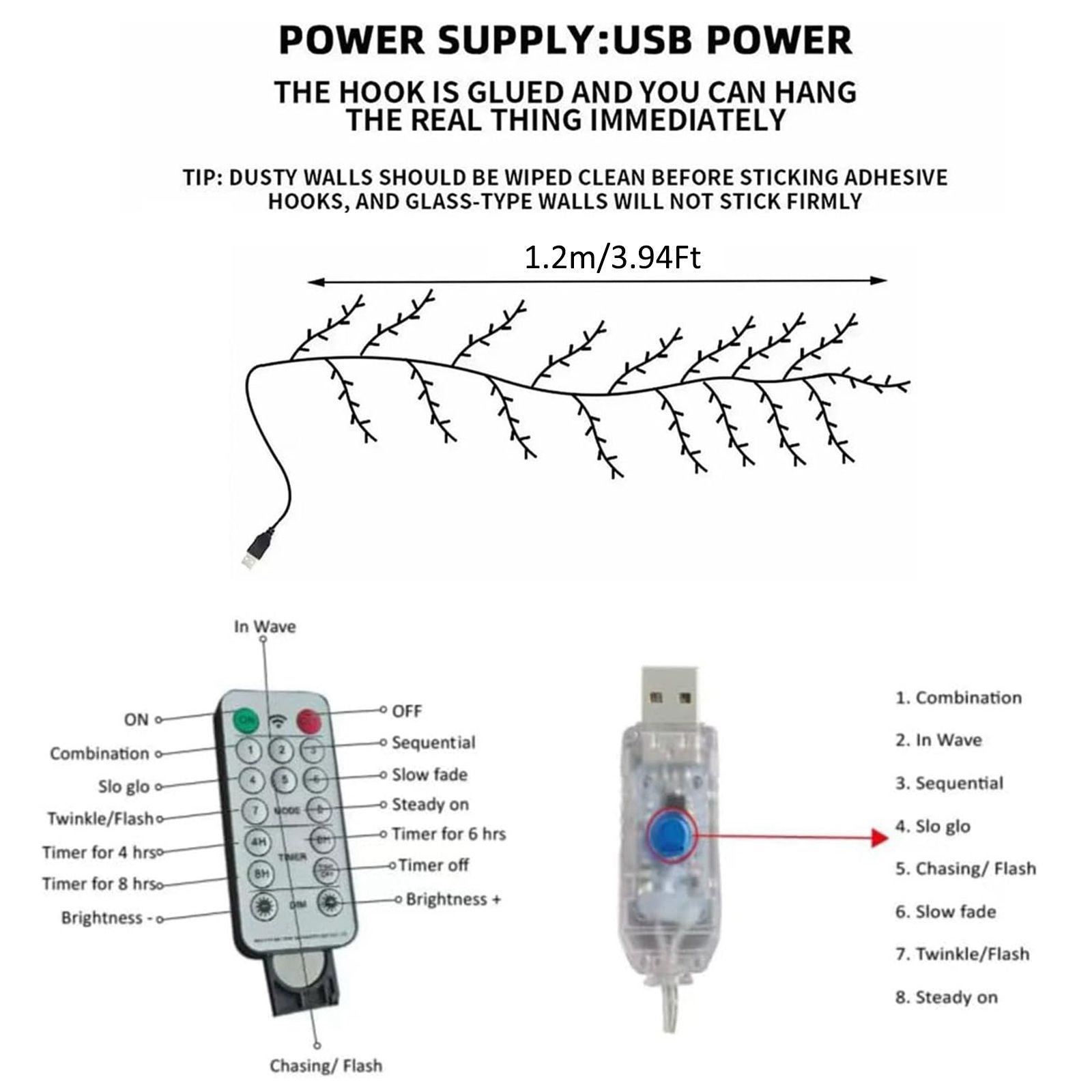 1pc 1.2M 48 Led\u002F1.6M 72 Led Romantic Butterfly Decoration Bendable Modeling Rattan Fairy Lights With Remote Control, Home Wedding Mother'S Day Valentine'S Day Party Bedroom Living Room Wall Decoration Modeling Light, Outdoor Tree Branch Ambient Light