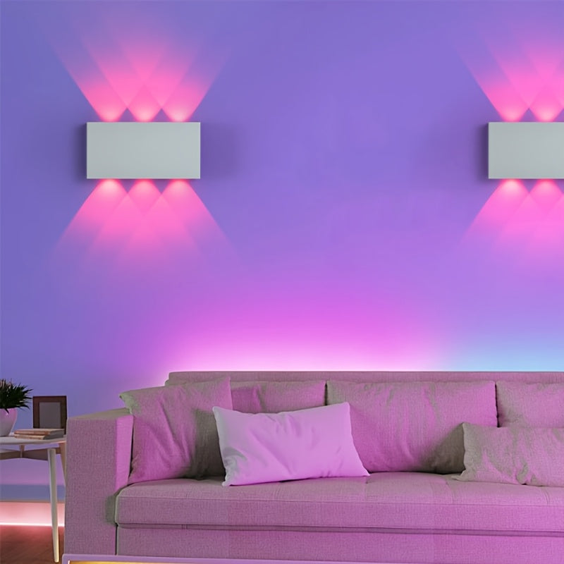 2pcs RGB 7-color Wall Light Battery Powered Degree Bedroom Corridor Living Room Decoration Creative Seven Color Gradient Dimming Night Light