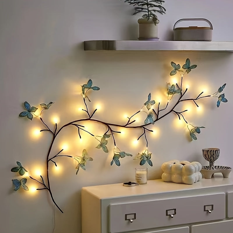 48\u002F72LED Butterfly Tree Vine Lamp, Usb Tree Branch Lamp With Butterfly 8Modes Willow Vine Tree Holiday Light Strip Diy Atmosphere Night Light Wall Decoration